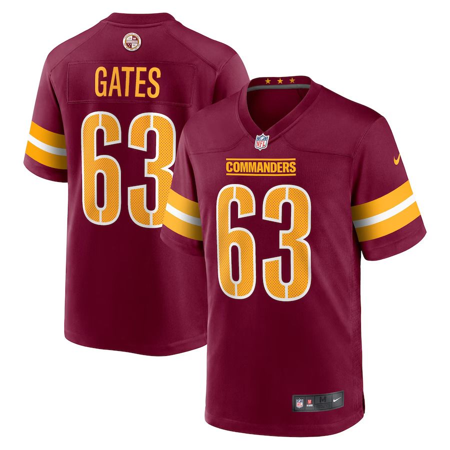 Men Washington Commanders 63 Nick Gates Nike Burgundy Game Player NFL Jersey
